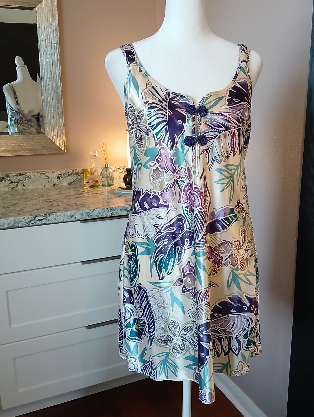 Vintage 90s Lingerie Chemise Slip Nightie Sleepwear California Dynasty Sz S